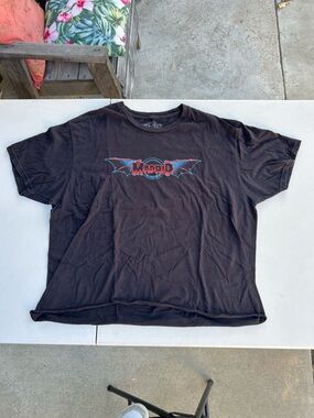 Black Tee with Red & Blue Graphic